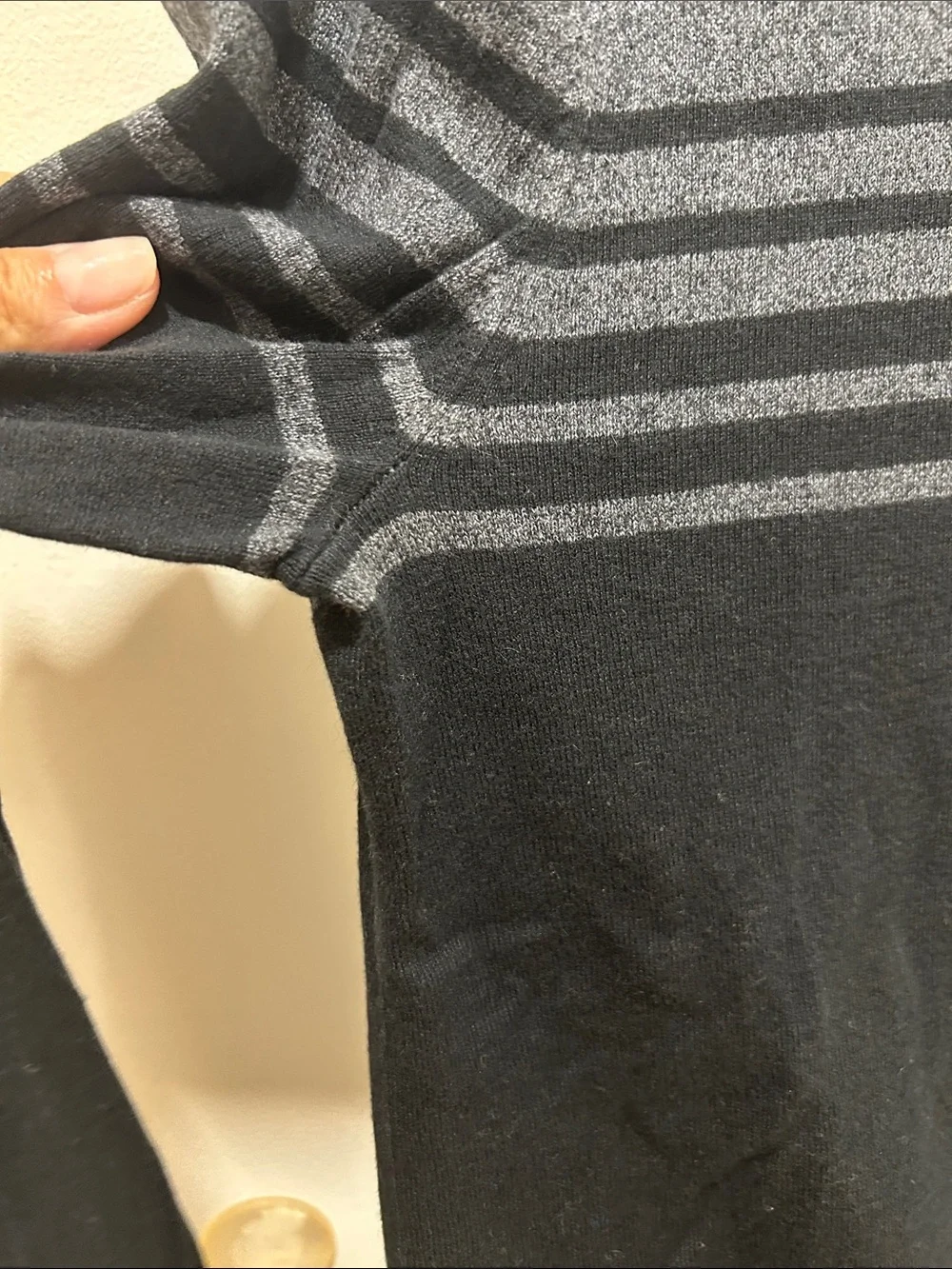 Banana Republic Gray and Black Striped Long Sleeve Crewneck
